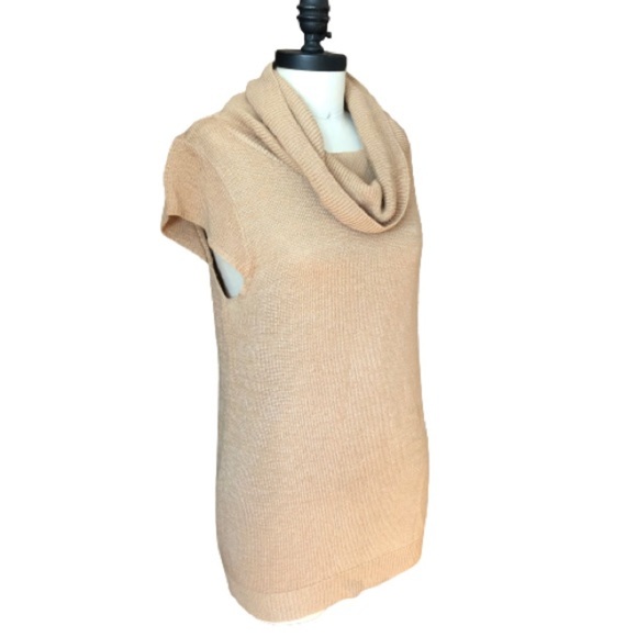 J. Crew Wool Cowl Neck Cap Sleeve Camel Knit Sweater - Picture 7 of 13